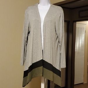 Handkerchief Cut Olive Black and Grey Cardigan